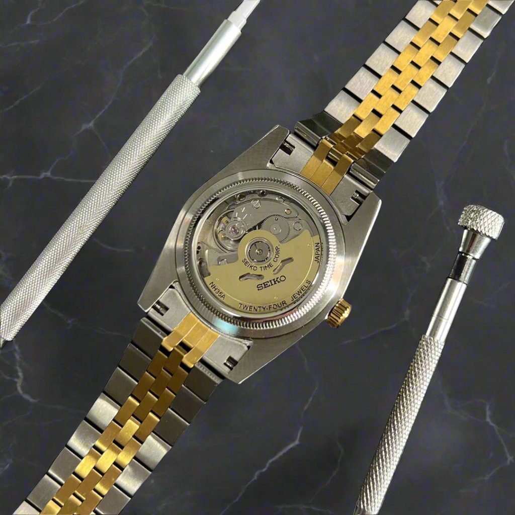 Date Just Black & Gold Arabic Dial -Seiko Nh35 Automatic Watch