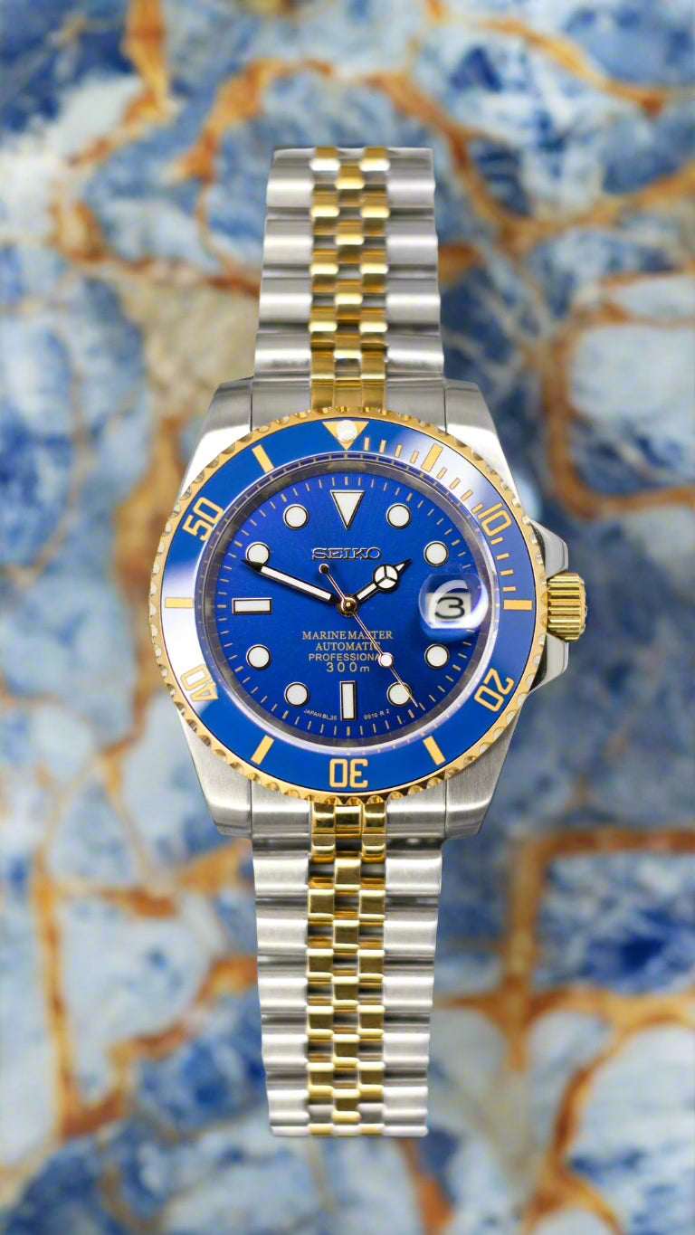 Seiko Mod Submariner Twotone Blue