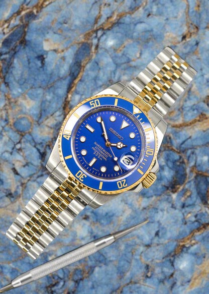 Seiko Mod Submariner Twotone Blue